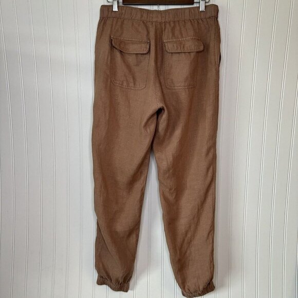 H by Halston Jogger Pants Med 100% Linen Pull On Elastic Drawstring Waist Tan - Picture 6 of 15